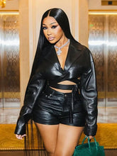 Load image into Gallery viewer, Black Leather Short Set
