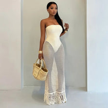 Load image into Gallery viewer, Crochet Knit Tassel Maxi Dress
