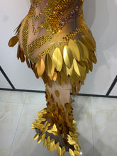 Load image into Gallery viewer, Gold Sequin Mesh Maxi Dress
