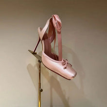 Load image into Gallery viewer, Satin Bow Ballet High Heels
