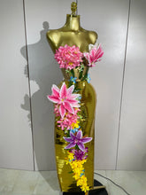 Load image into Gallery viewer, 3D Flower Golden Skirt Set
