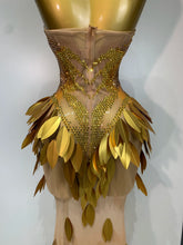 Load image into Gallery viewer, Gold Sequin Mesh Maxi Dress
