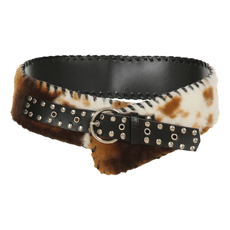 Cow Leather Fur Belt