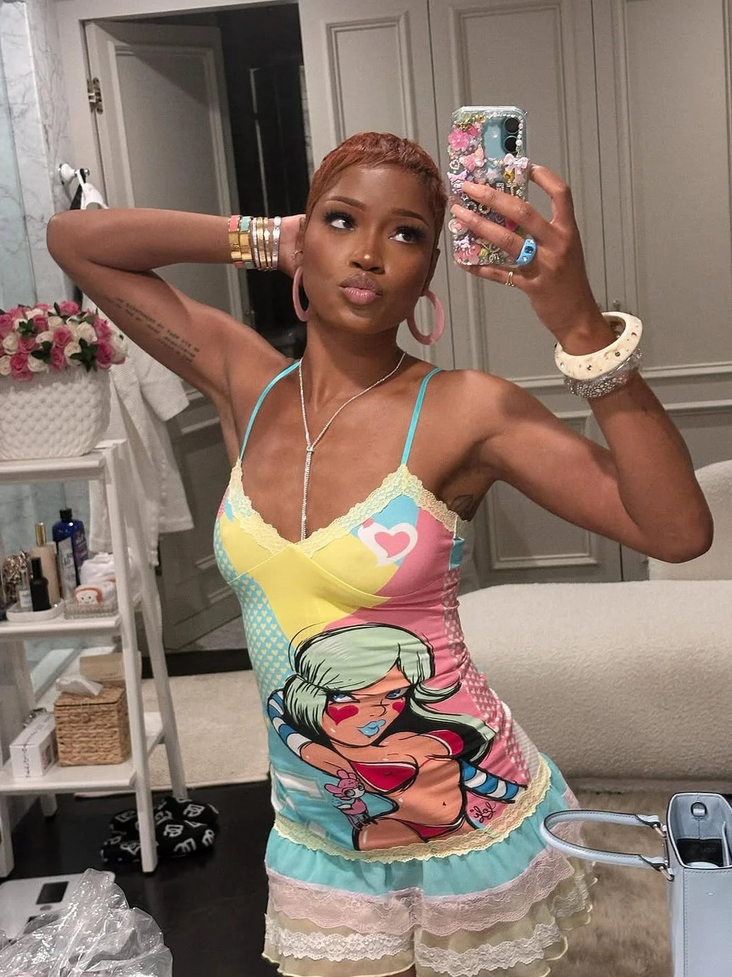 Cartoon Print Mini Dress