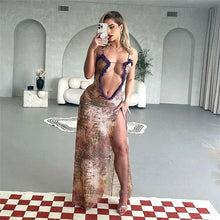 Load image into Gallery viewer, Goddess Ruffle Mesh Maxi Dress
