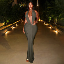 Load image into Gallery viewer, Lyla Ruched V-Neck Backless Dress
