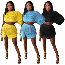 Load image into Gallery viewer, Danielle Sheer Tassel Skirt Set
