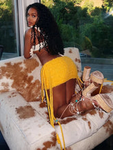 Load image into Gallery viewer, Tassel Mini Skirt &amp; Knit Crochet Top
