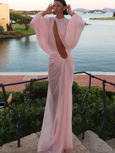 Load image into Gallery viewer, Pink Ruched Maxi Dress
