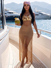 Load image into Gallery viewer, Sequined Knitted Fringe Maxi Dress
