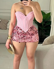 Load image into Gallery viewer, Corset Sequin Skirt Set
