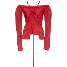Load image into Gallery viewer, Satin Off Shoulder Set- Red FancySticated
