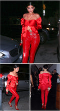 Load image into Gallery viewer, Satin Off Shoulder Set- Red FancySticated
