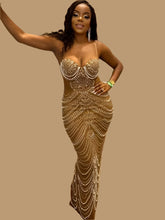Load image into Gallery viewer, A Pearl Rhinestone Maxi Dress
