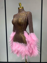 Load image into Gallery viewer, Abbi Mesh Feather Mini Dress

