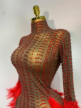 Load image into Gallery viewer, Abbi Mesh Feather Mini Dress
