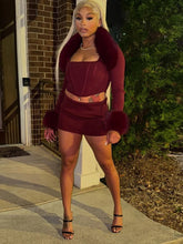 Load image into Gallery viewer, Shawl Fur Skirt Set
