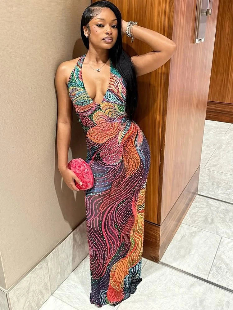 Colorful V-Neck Dress