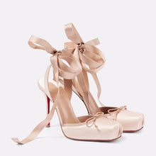 Load image into Gallery viewer, Satin Bow Ballet High Heels
