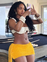 Load image into Gallery viewer, Tassel Mini Skirt &amp; Knit Crochet Top
