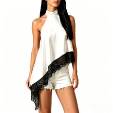 Load image into Gallery viewer, Satin Lace Asymmetrical Hem Top
