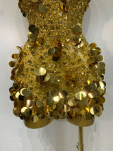 Load image into Gallery viewer, Gold Rhinestone Sequins Mini Dress

