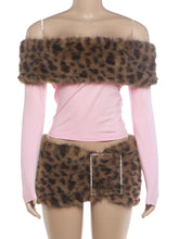 Load image into Gallery viewer, Leopard Fur Skirt Set
