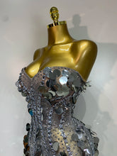 Load image into Gallery viewer, Silver Rhinestone Sequins Mini Dress
