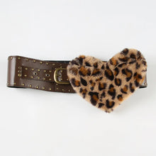 Load image into Gallery viewer, Leopard Fur Heart Leather Buckle  Belt
