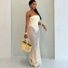 Load image into Gallery viewer, Crochet Knit Tassel Maxi Dress
