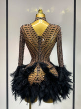 Load image into Gallery viewer, Abbi Mesh Feather Mini Dress

