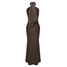 Load image into Gallery viewer, Brown Ruched Maxi Dress
