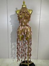 Load image into Gallery viewer, Siena Mesh Bodysuit Tassel Dress
