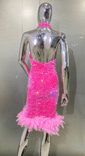Load image into Gallery viewer, Shinning Sequin Feather Dress
