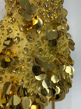 Load image into Gallery viewer, Gold Rhinestone Sequins Mini Dress
