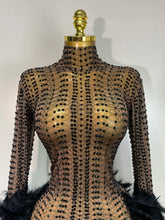 Load image into Gallery viewer, Abbi Mesh Feather Mini Dress
