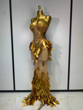 Load image into Gallery viewer, Gold Sequin Mesh Maxi Dress
