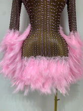 Load image into Gallery viewer, Abbi Mesh Feather Mini Dress
