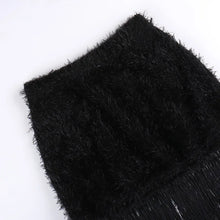 Load image into Gallery viewer, Fuzzy Fringed Cross Metal Skirt
