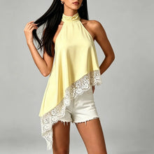 Load image into Gallery viewer, Satin Lace Asymmetrical Hem Top
