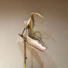 Load image into Gallery viewer, Satin Bow Ballet High Heels
