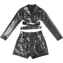Load image into Gallery viewer, Black Leather Short Set

