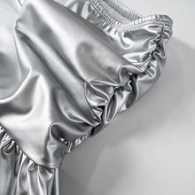 Load image into Gallery viewer, Silver Leather Ruffles Skirt Set FancySticated
