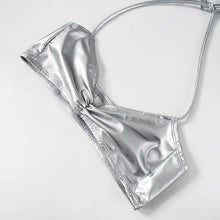 Load image into Gallery viewer, Silver Leather Ruffles Skirt Set FancySticated
