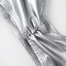 Load image into Gallery viewer, Silver Leather Ruffles Skirt Set FancySticated
