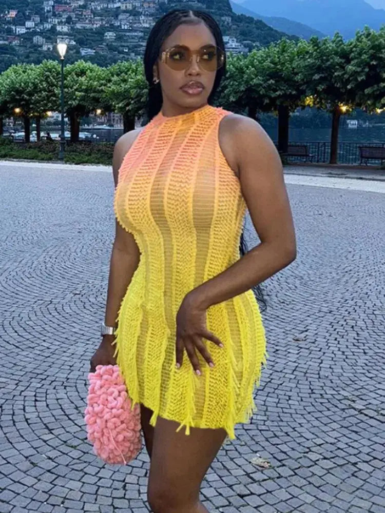So Gradient Tassel Mini Dress FancySticated