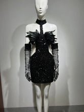 Load image into Gallery viewer, Swan Turtleneck Sequins Dress FancySticated
