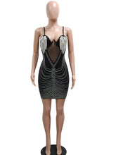 Load image into Gallery viewer, Tamar Mesh Rhinestone Mini Dress FancySticated

