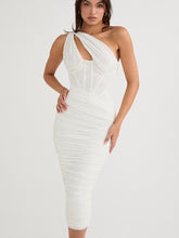 Load image into Gallery viewer, The Night Mesh Ruched Dress FancySticated
