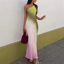Load image into Gallery viewer, Tie Dye Asymmetric Satin Dress FancySticated
